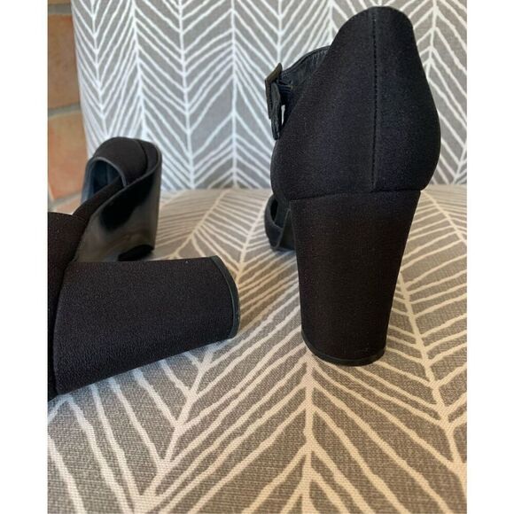 STUART WEITZMAN BLACK SATEEN ROUND TOE buckle DRESSY party PUMPS HEELS SHOES 7.5 - Picture 11 of 12